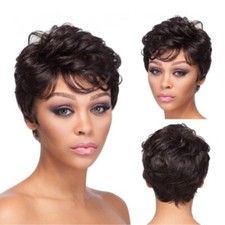 Women's Short Wig Short Black Curly Hair Synthetic Wig with Natural Wavy Shape