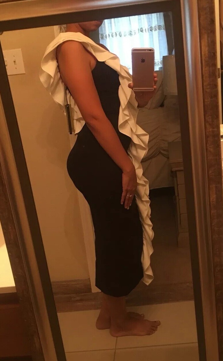 coast bodycon dresses Black And White Ruffles Dress Curvy layer it over a