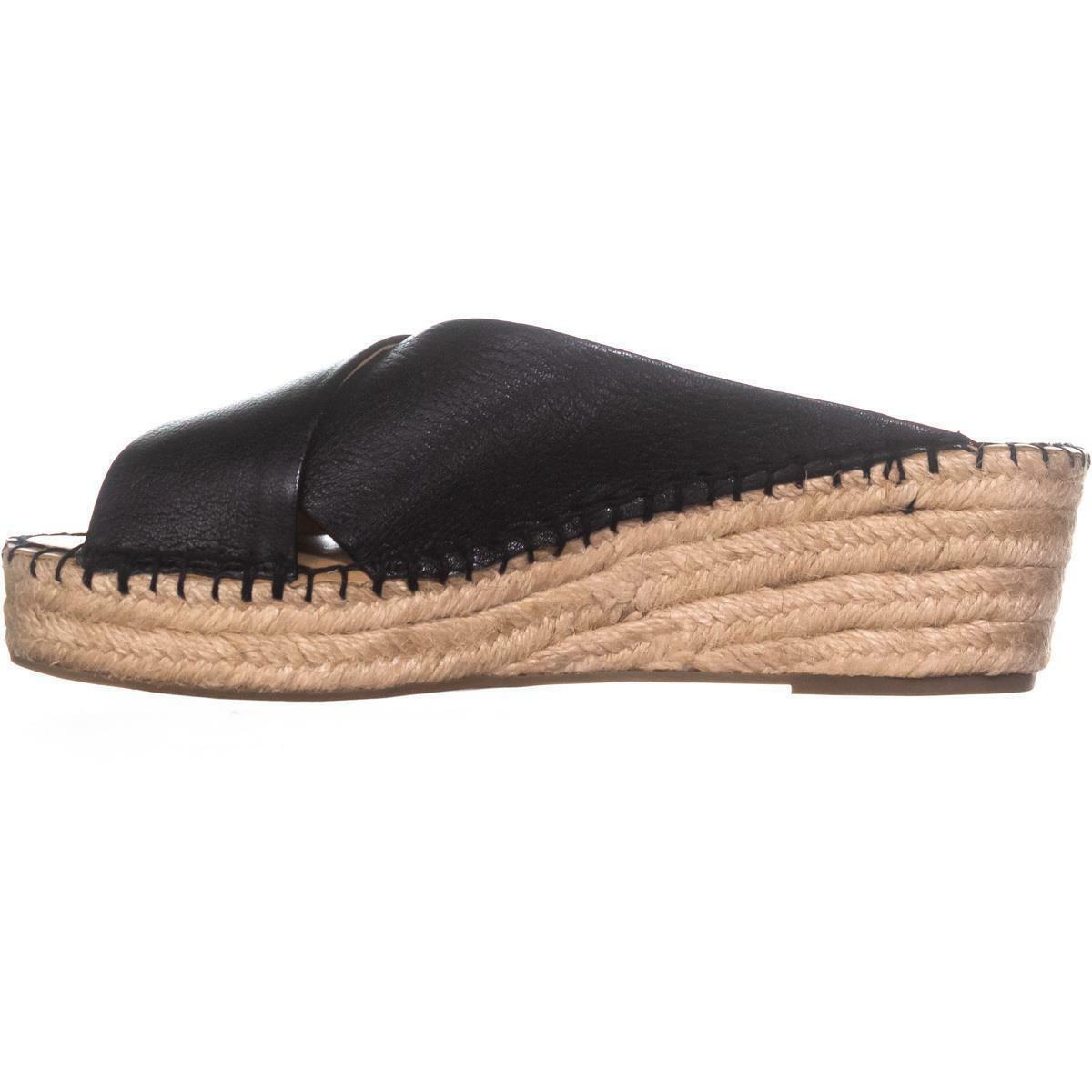 Franco Sarto Polina Alpargata Cuña Sandalias, Cuero Negro Negro Cuero 2e6128 Franco Sarto Polina Alpargata Cuña Sandalias, Cuero Negro Negro Cuero 2e6128