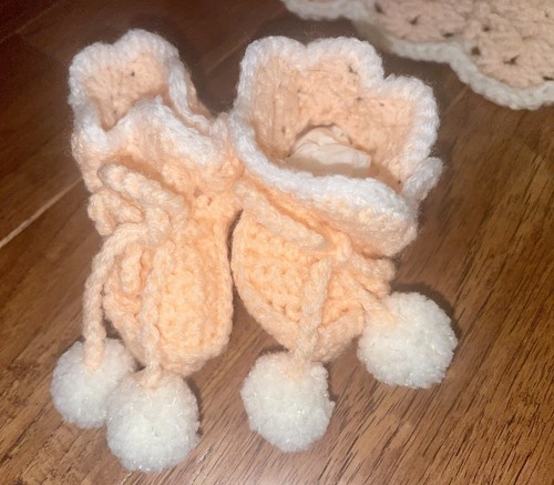 Crochet Baby Layette and Blanket Set With Beanie Hat, Bonnet, Booties, Sweater - Picture 9 of 21