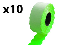 10 ROTOLI 26x12 mm PER PREZZATRICE COLORE VERDE FLUO
