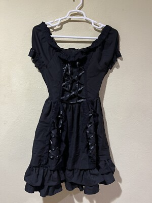 white christmas dresses Halloween Costume Gothic Black Vintage Corset Top High Low Skirt for Women, Black / XL main image 1