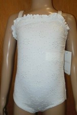 CAPEZIO 11340C White eyelet Camisole Leotard ruffle front girls dance 11340C