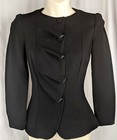 ARMANI Collezioni blazer jacket black ruffles peplum S 4 Made in Italy