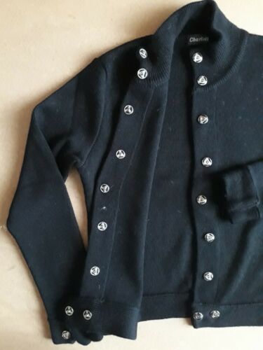 Cardigan donna in maglia di pura lana nera con bottoni automatici Charlott tg.S - Bild 1 von 6