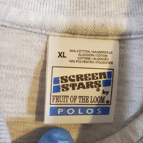 Screen Stars Fruit of the Loom Light Gray Finland VTG 90s - Mens XL Polo Sport - Picture 5 of 15