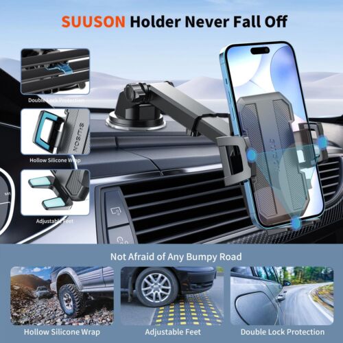 3 In 1 Car Phone Holder Mount Suction Cup Adjustable Dashboard Windshield Vent - Picture 6 of 7