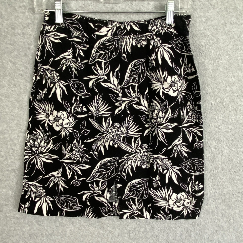 Юбка женская Jones New York 2P черная с цветочным рисунком льняная хлопковая смесь прямые карманы - Изображение 3 из 4