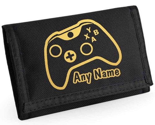 Gaming Controller Outline Print Personalised Boys Kids Ripper Wallet Coin Holder - Picture 8 of 12
