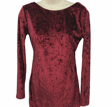 Red Crushed Velvet Womens Dress Size M Square Back Bodycon Holiday Lulus