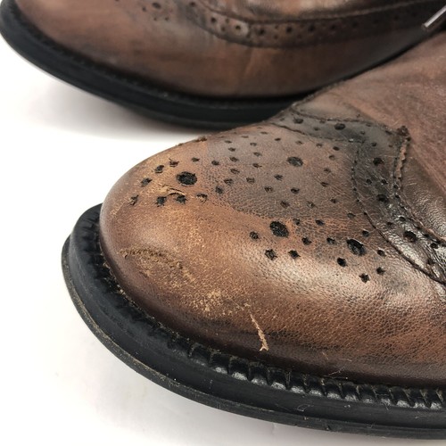 Chaps Ralph Lauren Mens Brown Leather Wingtips Dress Shoes sz 10.5M - Picture 5 of 10