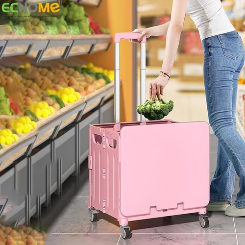 Portable Folding Shopping Cart Storage Box Grocery Picnic Shopping Cart Trolley - Picture 5 of 33