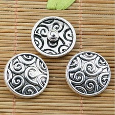 6pcs 20mm Tibetan silver plated swirl round button findings EF2048