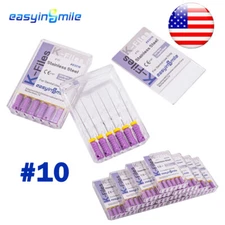 10Pks Dental K Files Endodoncia Endo K-Files Root Canal #10 Hand Stainless Steel