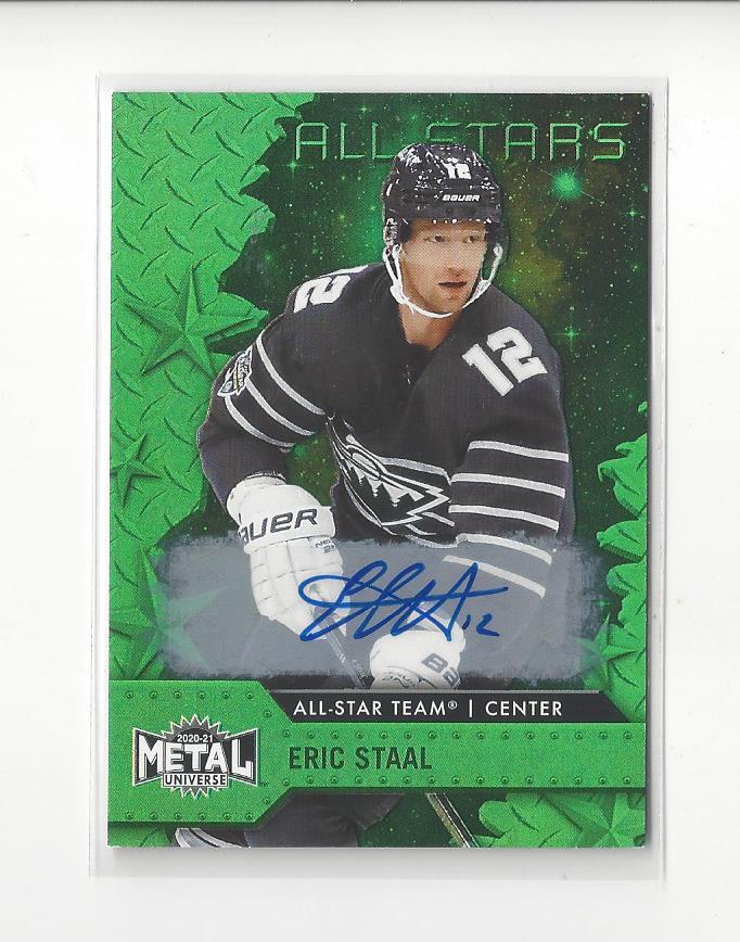2020-21 Metal Universe Green #84 Eric Staal AUTOGRAPH Wild /10 