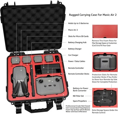 DJI Mavic Air 2 Fly More Combo Protective Carry Hard Case Rugged