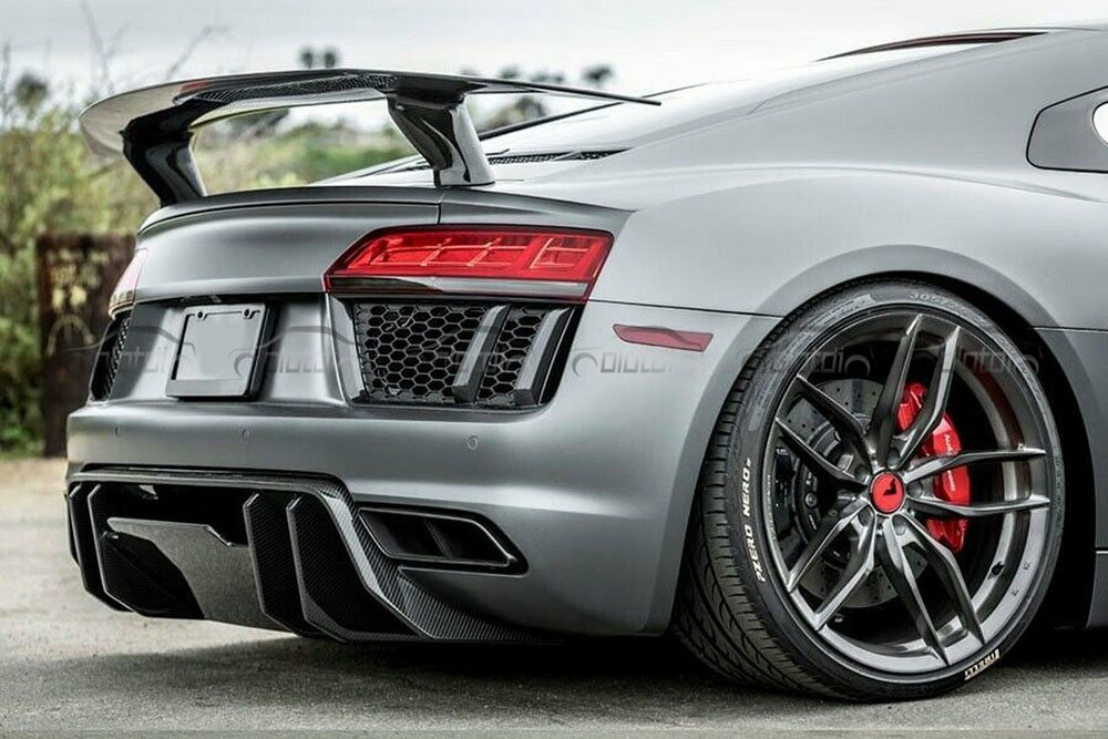 Carbon Fiber For Audi R8 2016-2020 Rear Boot Wing Trunk Blade Spoiler V Style