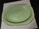 Vintage Madrid by Federal Glass Green Oval Platter  Depression Glass 11.5" 1930s