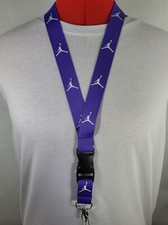 Jordan Lanyard Purple  White Strap Detachable Keychain Badge ID Holder