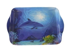 Ashdene Dolphin Ocean Scenery Melamine Trinket Tray Rectangle 21cm x 14cm