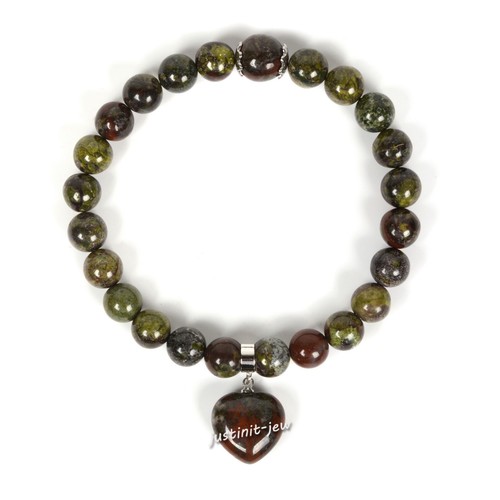 8mm Fashion Round Gemstone Beads Heart Stretchable Bracelet 7 inch - Picture 102 of 223