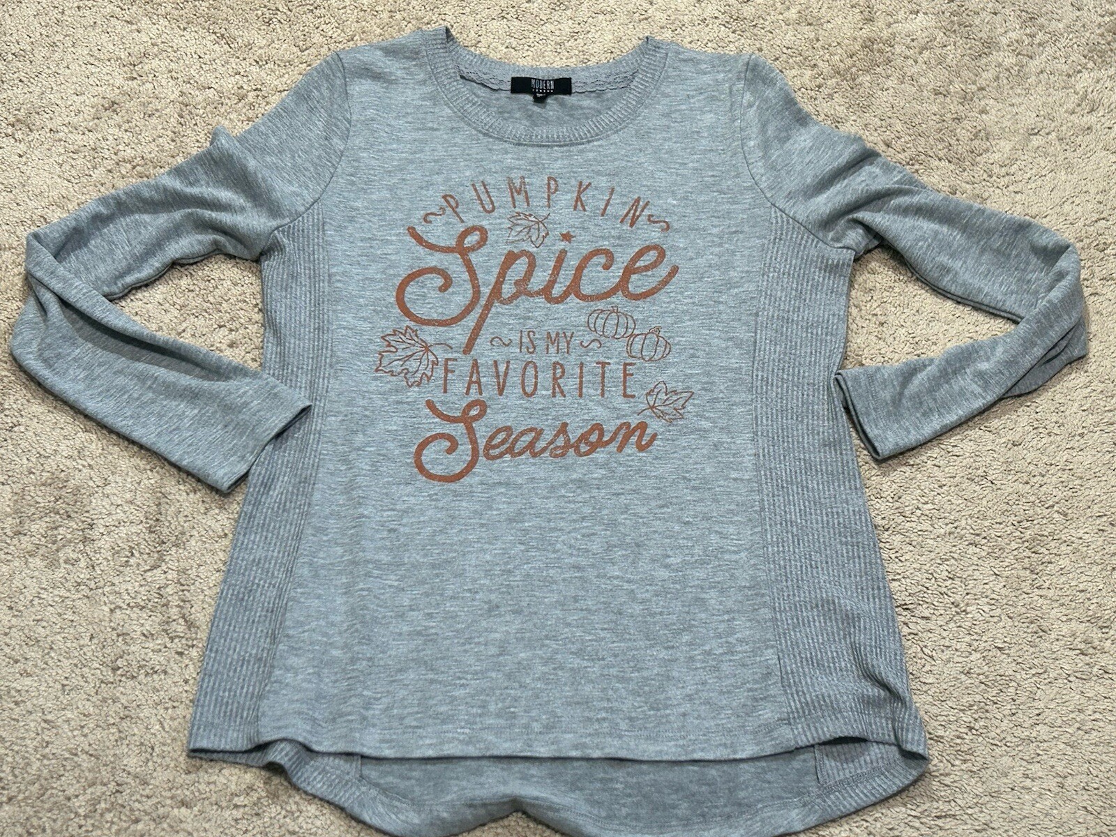 Modern Canvas Womens Shirt Size Medium Multicolor Fall Print Pumpkin Spice Soft