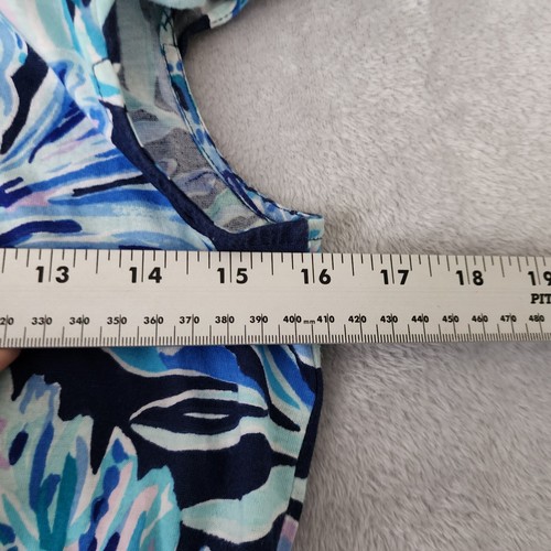 Lilly Pulitzer Odessa Jumpsuit Girls XL High Tide Navy Blue Floral Romper 12-14 - Picture 11 of 12