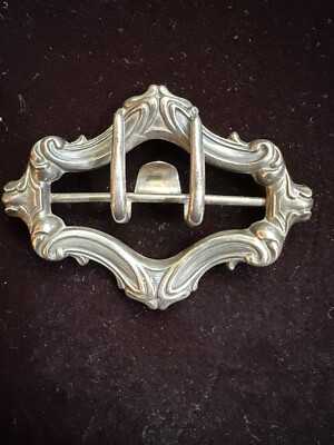 Vintage Sterling Art Nouveau Belt Buckle #2 Vintage Signed Art Nouveau w/enamel Sterling Silver Belt  main image 3