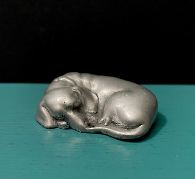 E Fine Pewter Sleeping Dachshund Doxie Doxy Puppy Weiner Dackel Dog Art Figurine