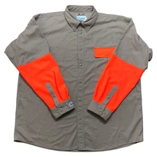 Vtg Mount'n Prairie Mens XXL Hunting Shooting Brown Orange Button Up Shirt