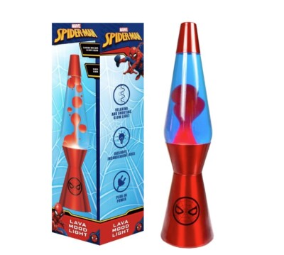 Spiderman 16'' Red Lava Motion Volcano Lamp, Red Wax in Blue Liquid