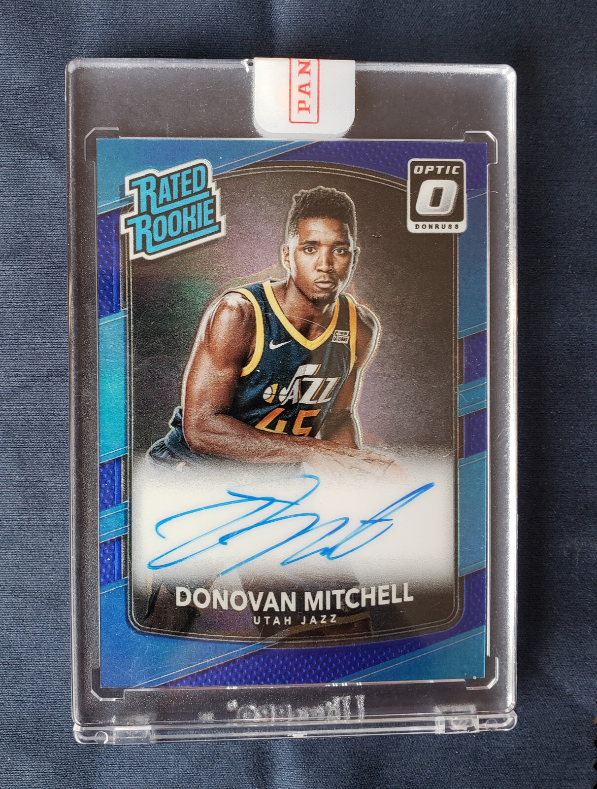 2017-18 Donovan Mitchell RC ROOKIE PANINI DONRUSS OPTIC 188 BLUE PRIZM AUTO /49