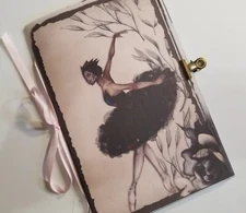 Junk Journal Bkank Booklet "BLACK SWAN" BALLERINA BALLET  40 Pg
