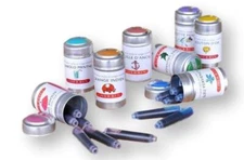 30 J Herbin Writing Ink Cartridges - Blue, orange, black, pink and green