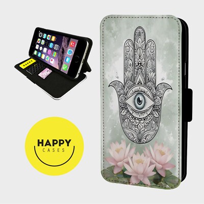 HAMSA HAND LOTUS FLOWER - Kunstleder Klapp Handy Hülle Cover - iPhone/Samsung