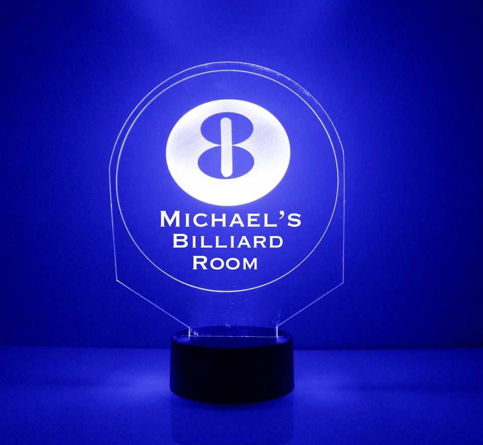 8 Ball Pool Light Up Lamp LED Personalized Pool Game Night Light Lamp, W/ Remote - Image 3 of 4