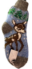 Women socks , Size 10, Deer, 100 Sheep's Wool  , Chunky  Warm