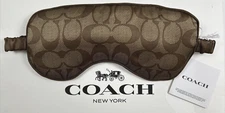 COACH Sleep Eye Mask One Size Khaki SIG C 100% Silk NEW $78 