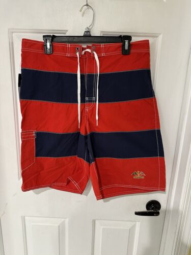 NWT Men’s American Living Swim Trunks Large Flag Embroidered Logo Red And Blue