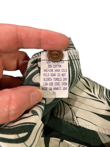 Halo Hattie The Hawaiian Original Green Palms Floral Mens Short Sleeve Shirt M - Picture 5 of 5