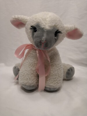 Vintage Easter Animal Fair White Baby Lamb Sheep Pink Bow