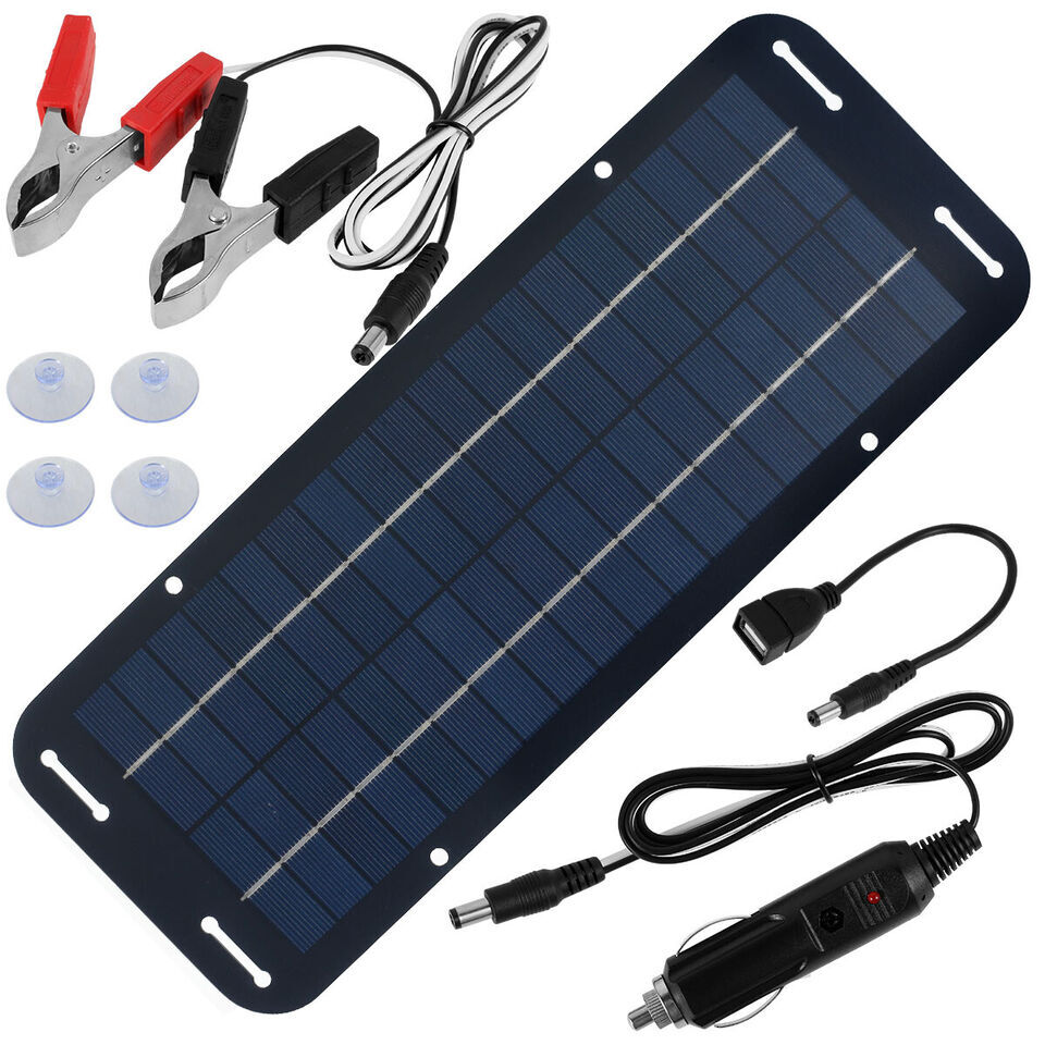 30W Solar Panel 12V Trickle Charger Battery Charger Kit Maintainer 