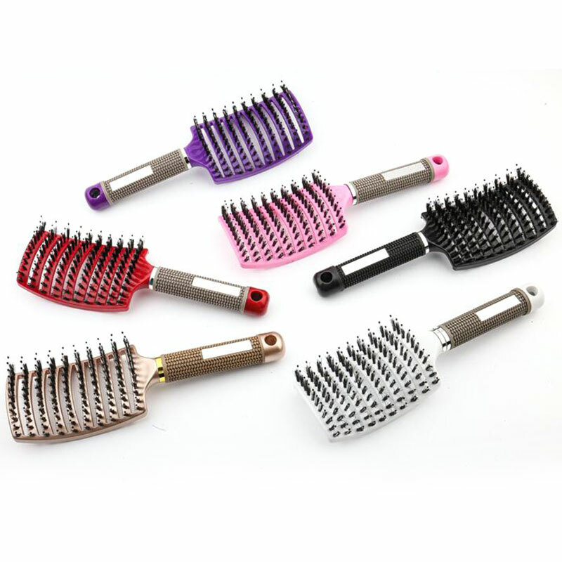 Women Soft Bristle Nylon Hair Brush Scalp Massage Comb Curly Detangler