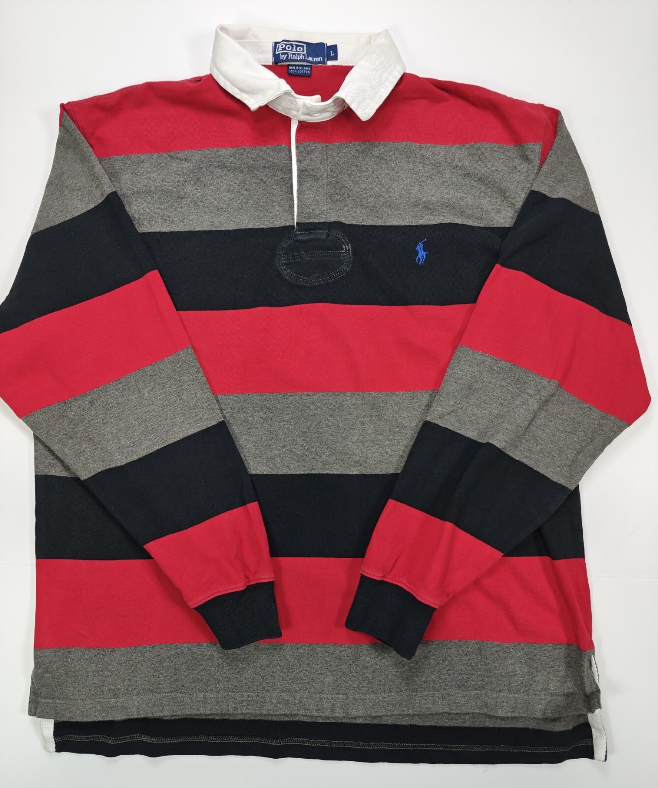 Rara maglia vintage POLO RALPH LAUREN Pony color block ROSSO GRIGIO RUGBY Y2K LEGGI