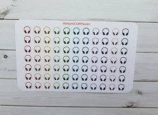 77 Rainbow Headphone Planner Stickers- Perfect For Any Planner- Erin Condren