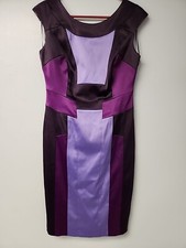 Roz & Ali Women 8 ColorblockPurple Satin Sheath Sleeveless Dress Wedding Evening