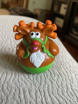 PLAYSKOOL Weebles Weeble Wobble Figure CHRISTMAS REINDEER Rudolph Deer Figure
