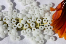 Vintage Venetian 6x5mm glass seed beads, Greasy White  1oz