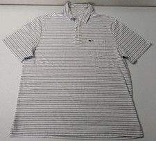 Vineyard Vines Edgartown Polo Shirt Men's M White Stripe Short Sleeve