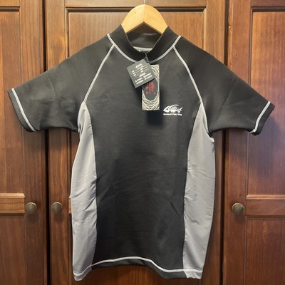Ancient Fish King Swim Set NWT W medium Black Zip Chest Binder Vest Rash Guard